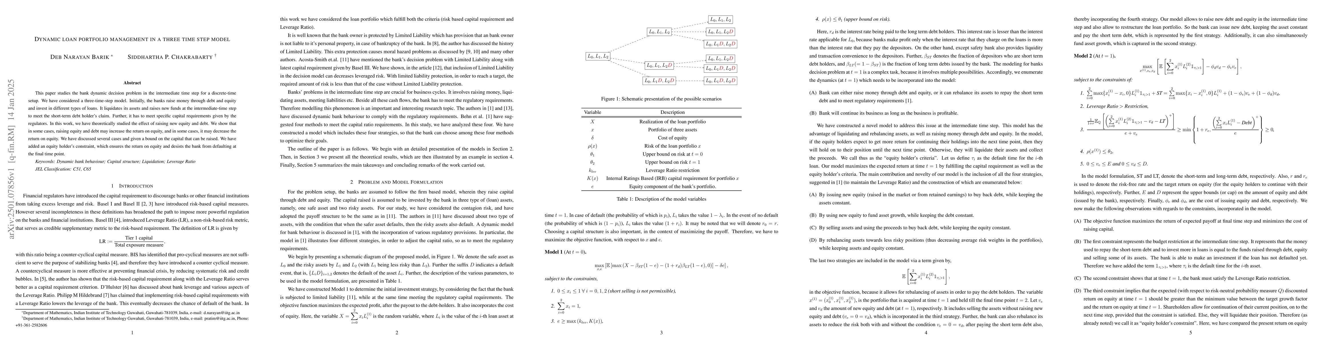 Thumbnail for Dynamic loan portfolio management in a three time step model