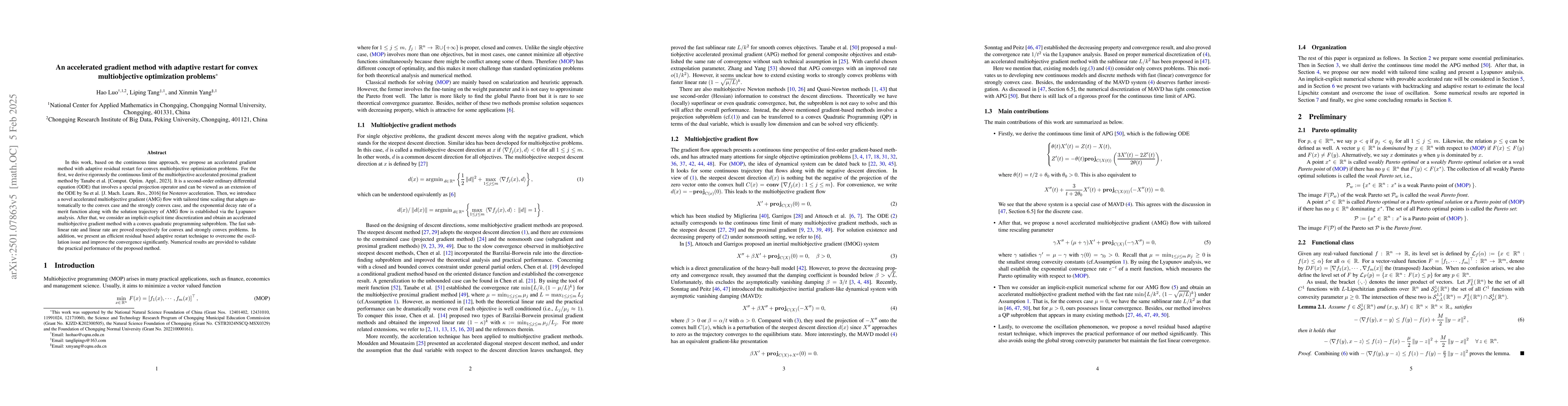 Thumbnail for An accelerated gradient method with adaptive restart for convex
  multiobjective optimization problems