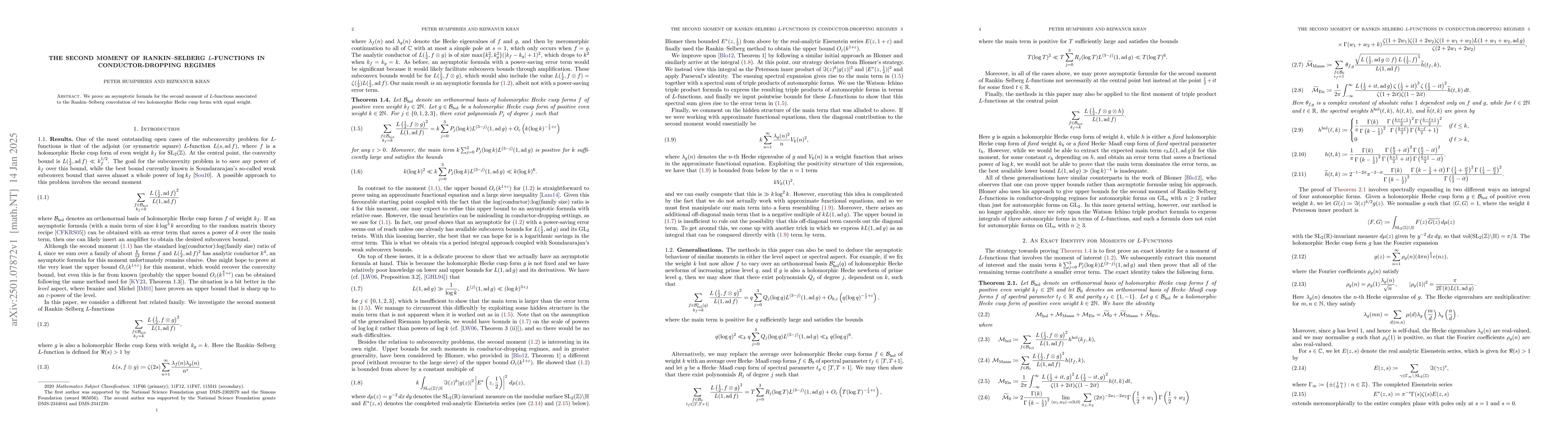 Thumbnail for The Second Moment of Rankin-Selberg $L$-Functions in Conductor-Dropping
  Regimes