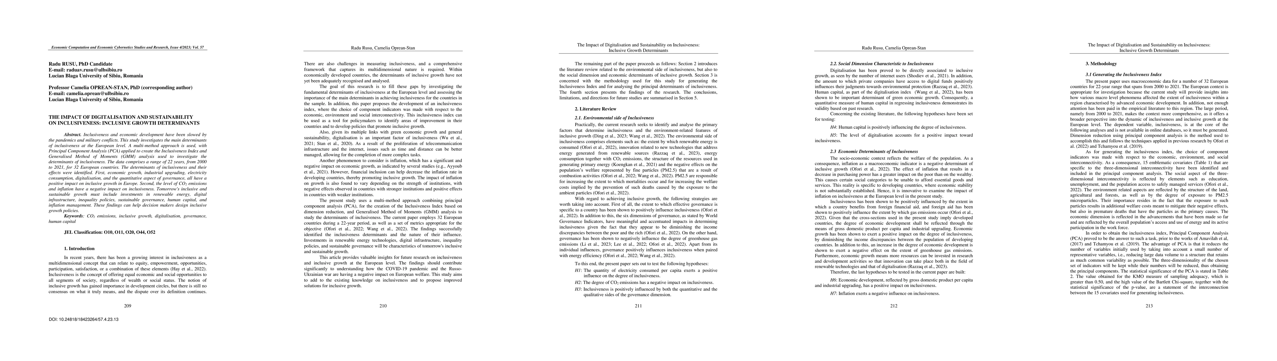Thumbnail for The Impact of Digitalisation and Sustainability on Inclusiveness:
  Inclusive Growth Determinants