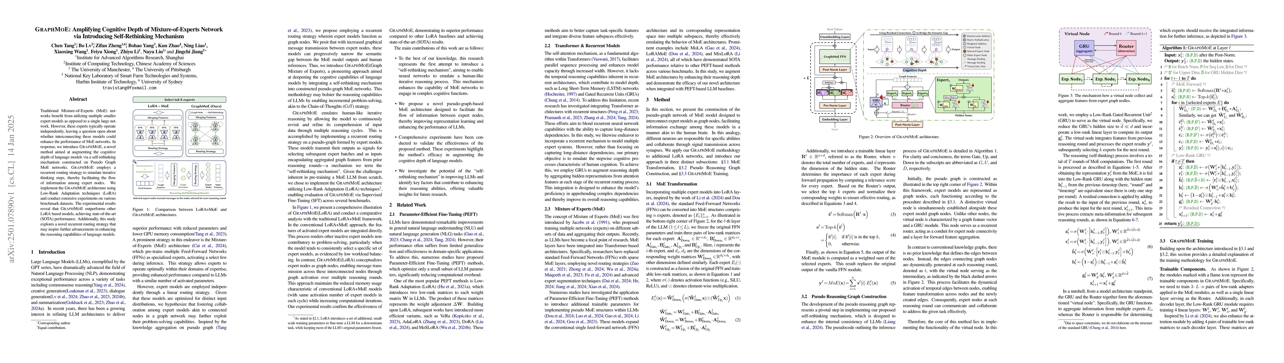 Thumbnail for GRAPHMOE: Amplifying Cognitive Depth of Mixture-of-Experts Network via
  Introducing Self-Rethinking Mechanism
