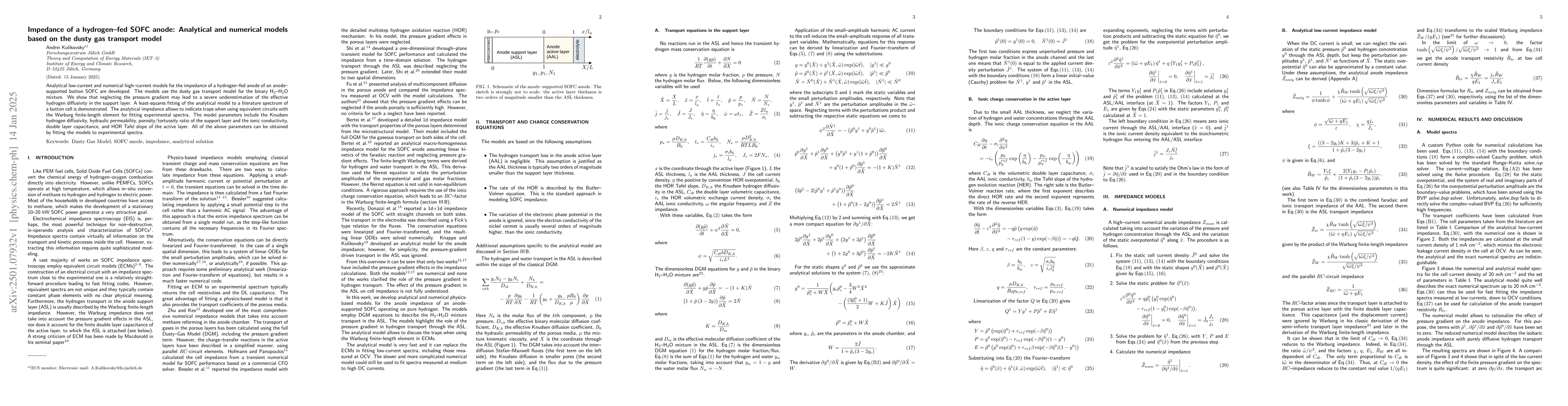 Thumbnail for Impedance of a hydrogen--fed SOFC anode: Analytical and numerical models
  based on the dusty gas transport model