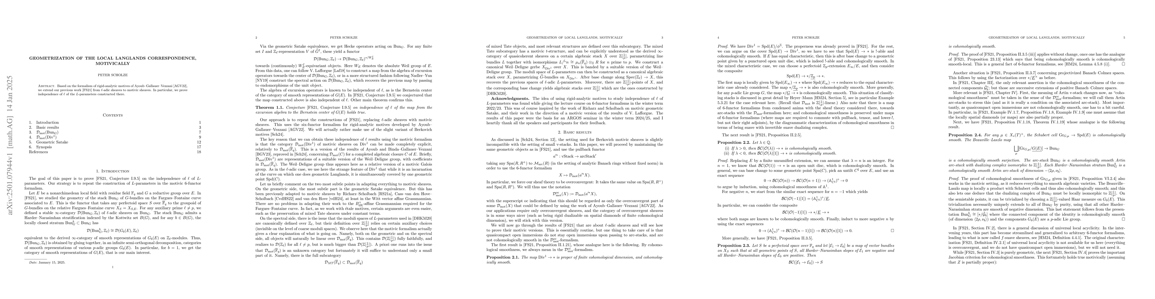 Thumbnail for Geometrization of the local Langlands correspondence, motivically