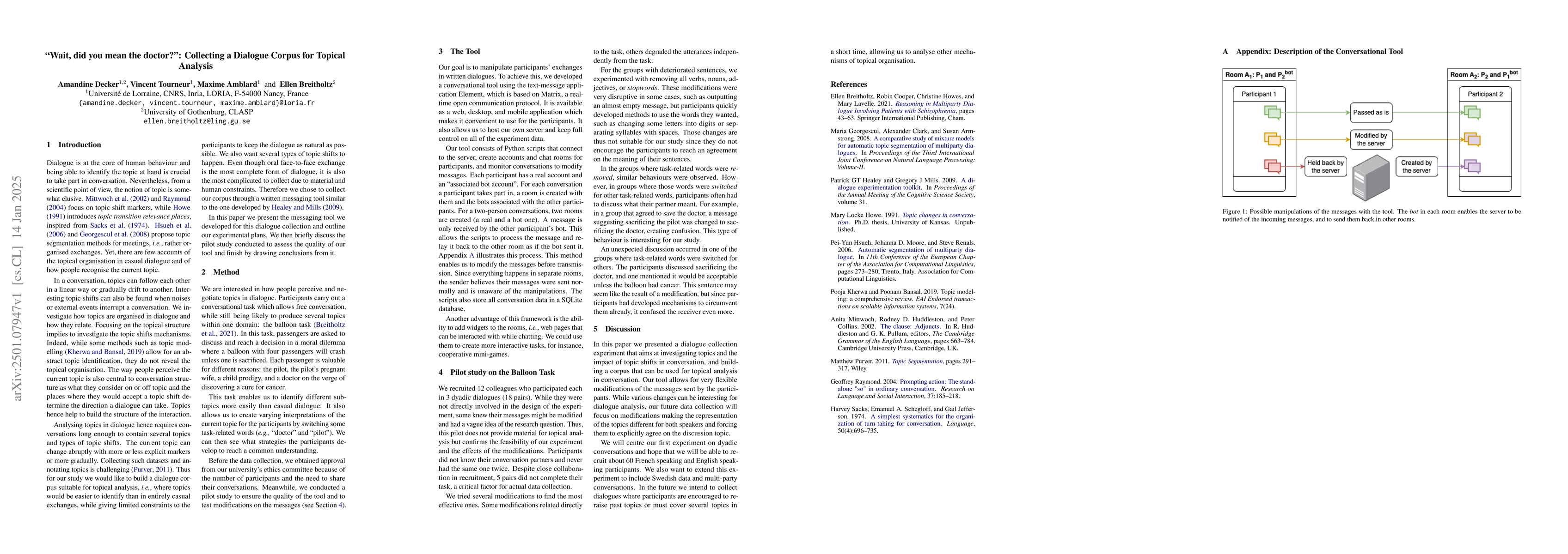 Thumbnail for "Wait, did you mean the doctor?": Collecting a Dialogue Corpus for
  Topical Analysis