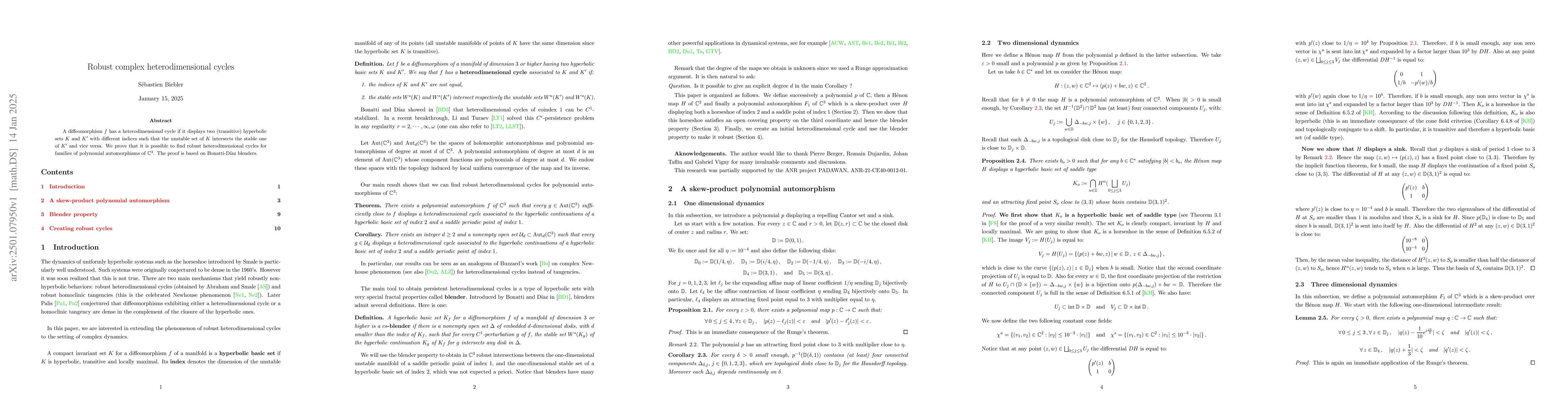 Thumbnail for Robust complex heterodimensional cycles