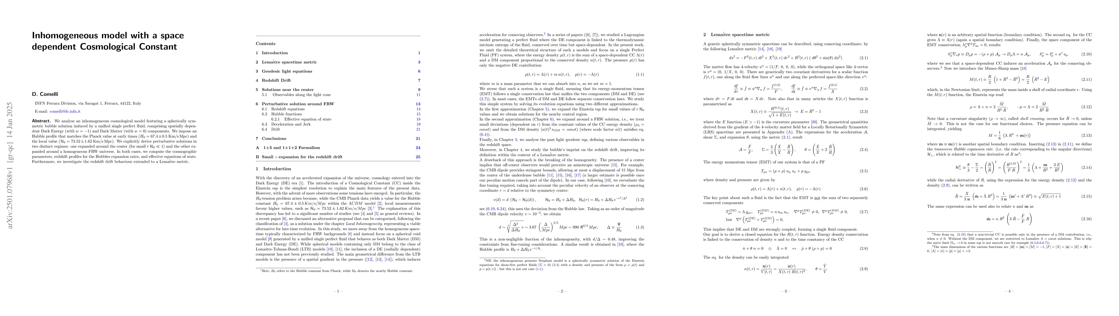 Thumbnail for Inhomogeneous model with a space dependent Cosmological Constant