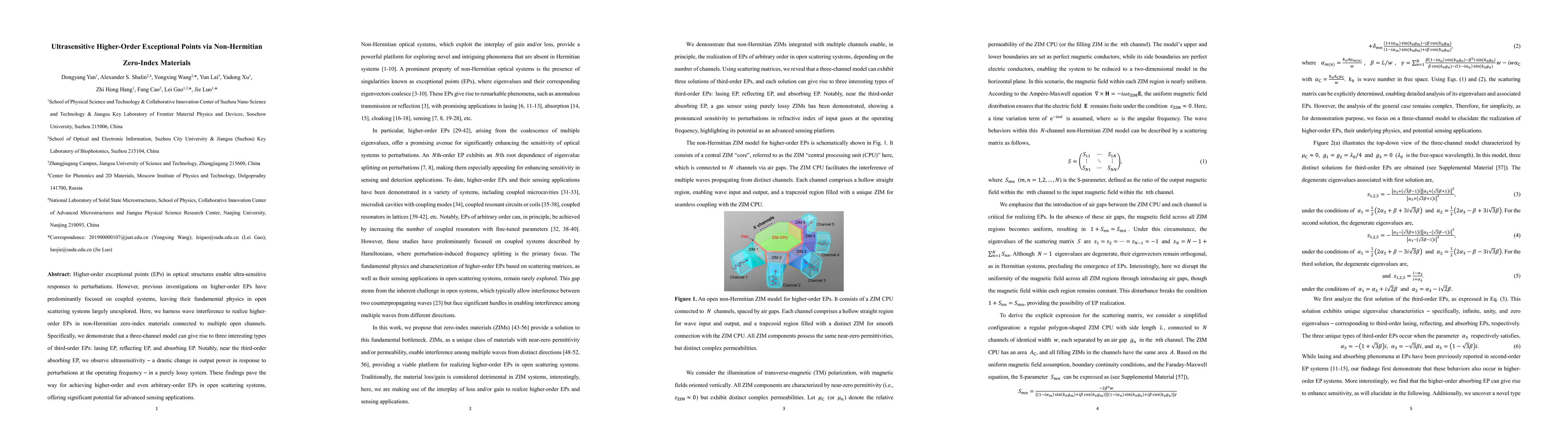 Thumbnail for Ultrasensitive Higher-Order Exceptional Points via Non-Hermitian
  Zero-Index Materials