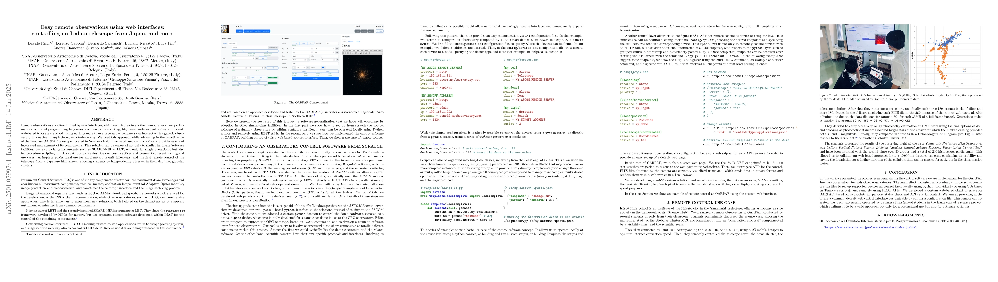 Thumbnail for Easy remote observations using web interfaces: controlling an Italian
  telescope from Japan, and more