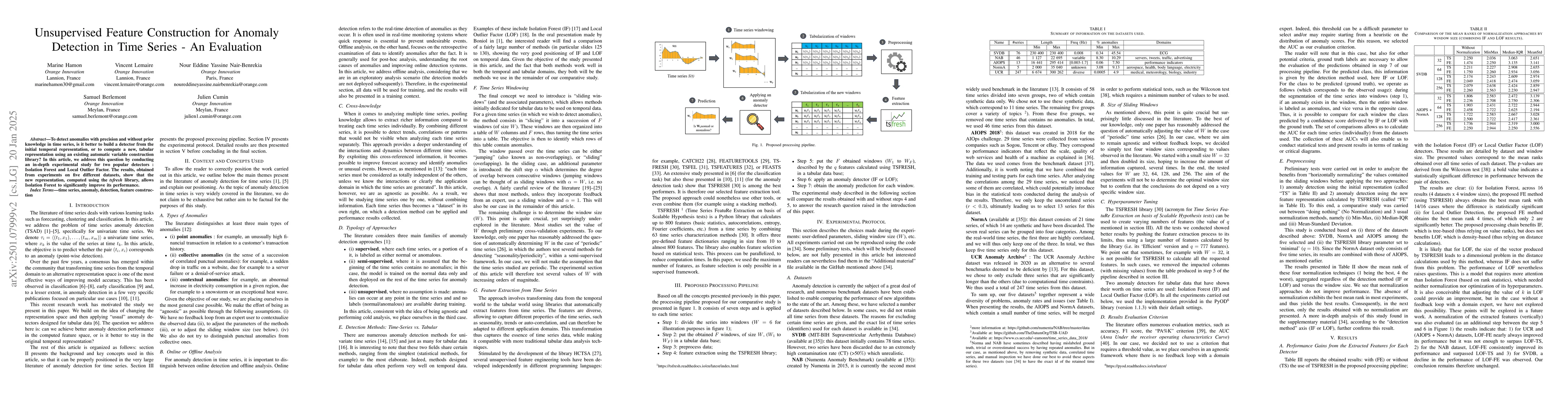Thumbnail for Unsupervised Feature Construction for Anomaly Detection in Time Series
  -- An Evaluation