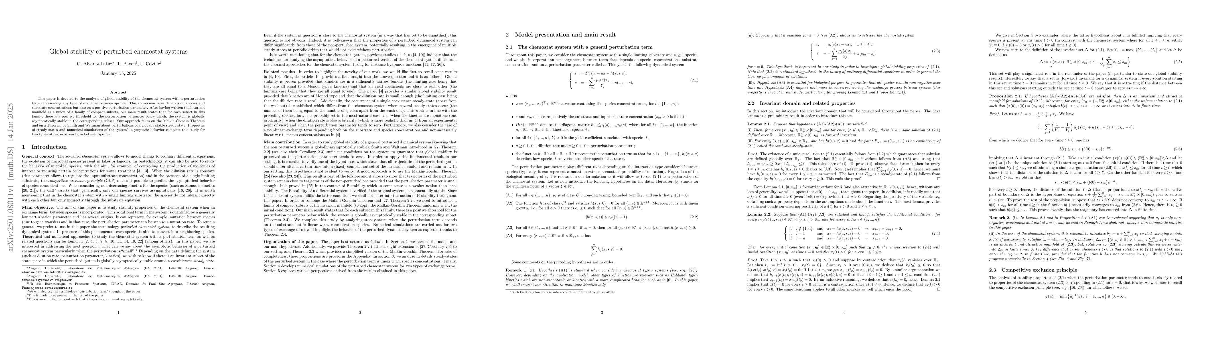 Thumbnail for Global stability of perturbed chemostat systems