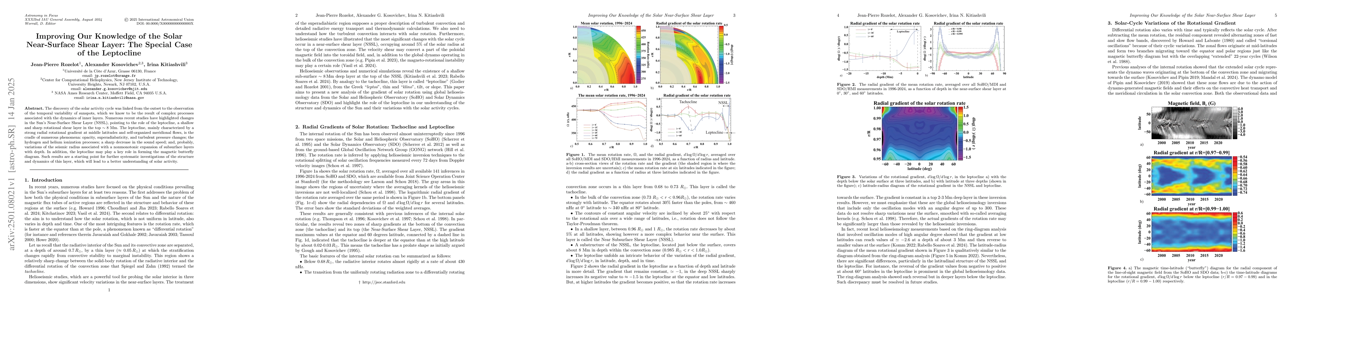 Thumbnail for Improving Our Knowledge of the Solar Near-Surface Shear Layer: The
  Special Case of the Leptocline