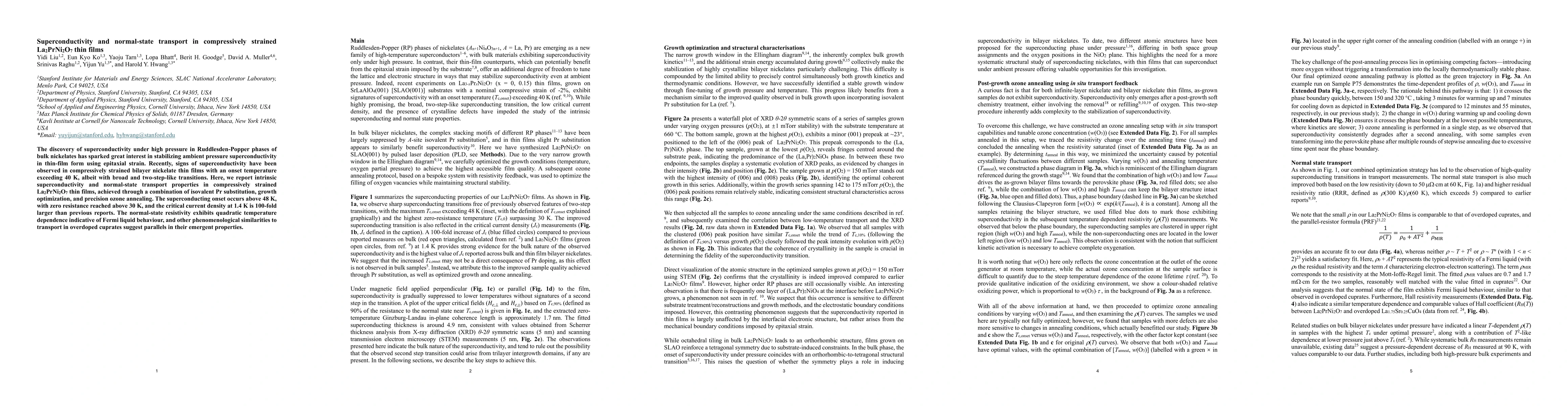 Thumbnail for Superconductivity and normal-state transport in compressively strained
  La$_2$PrNi$_2$O$_7$ thin films