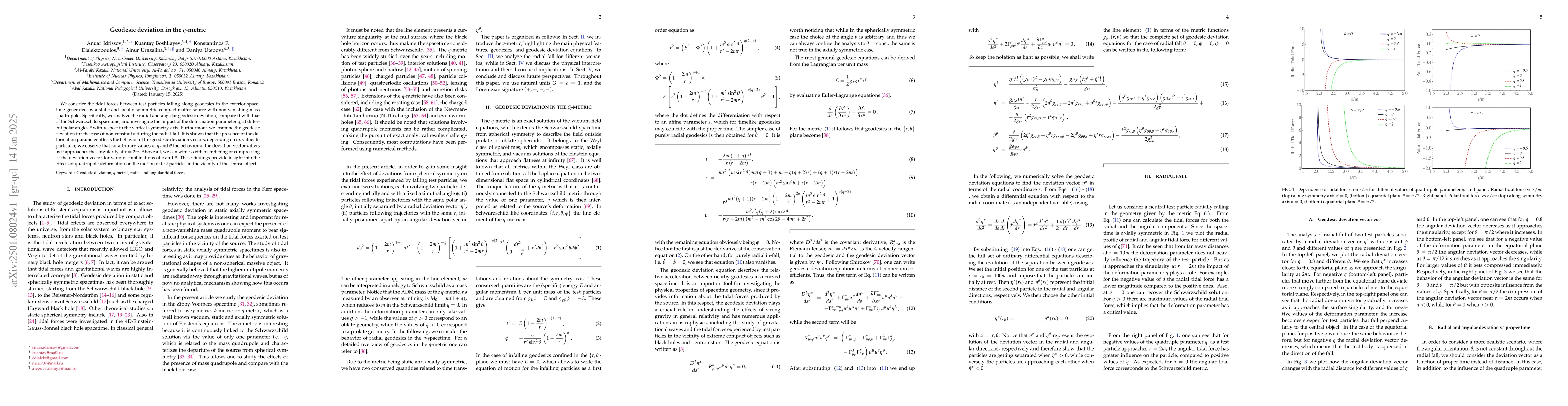 Thumbnail for Geodesic deviation in the $q$-metric