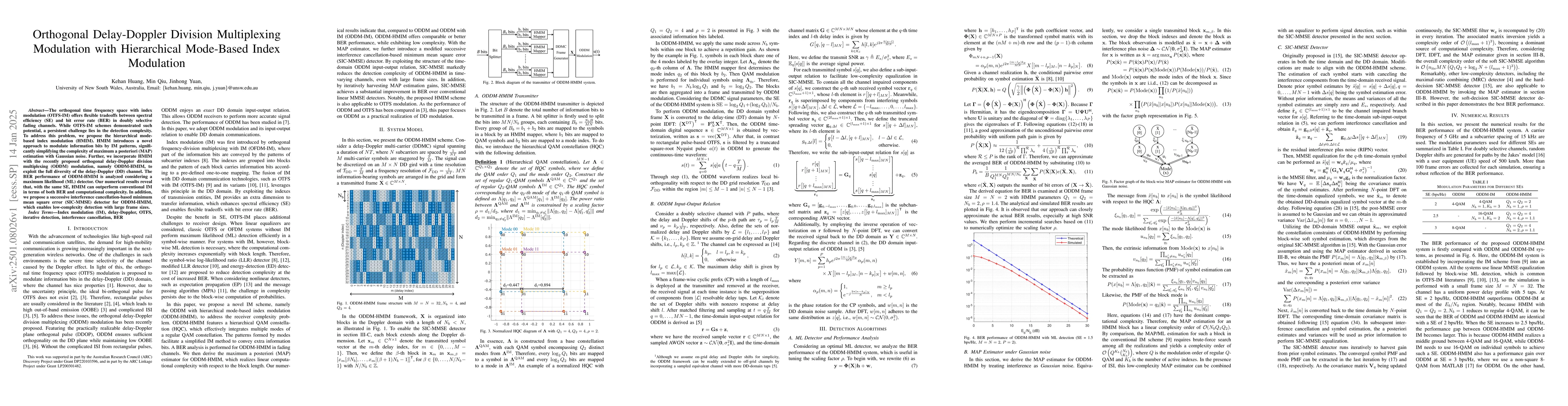 Thumbnail for Orthogonal Delay-Doppler Division Multiplexing Modulation with
  Hierarchical Mode-Based Index Modulation