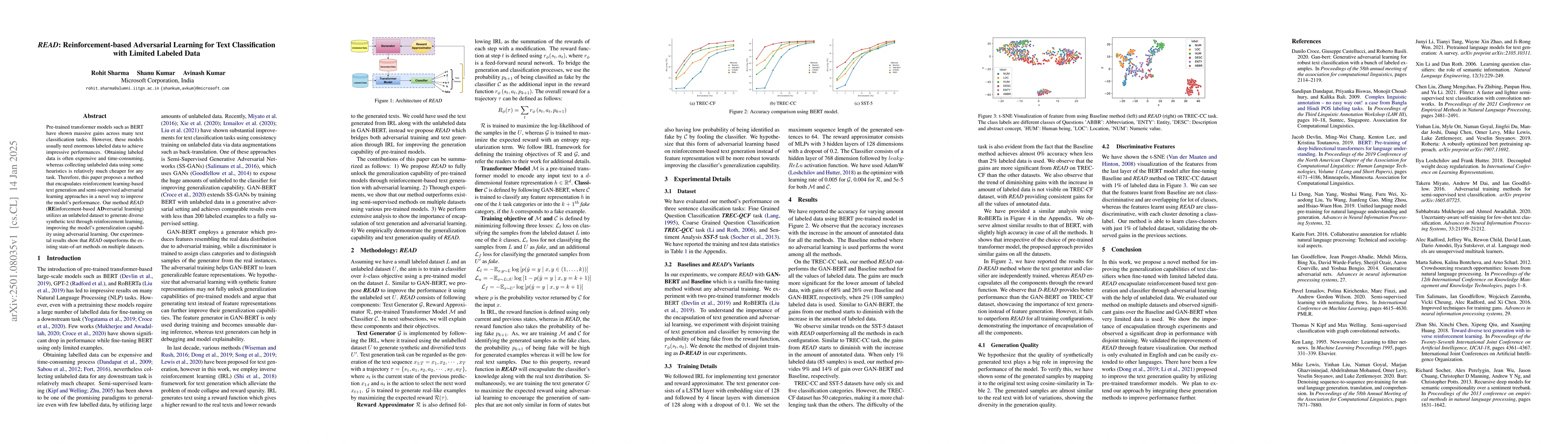 Thumbnail for READ: Reinforcement-based Adversarial Learning for Text Classification
  with Limited Labeled Data