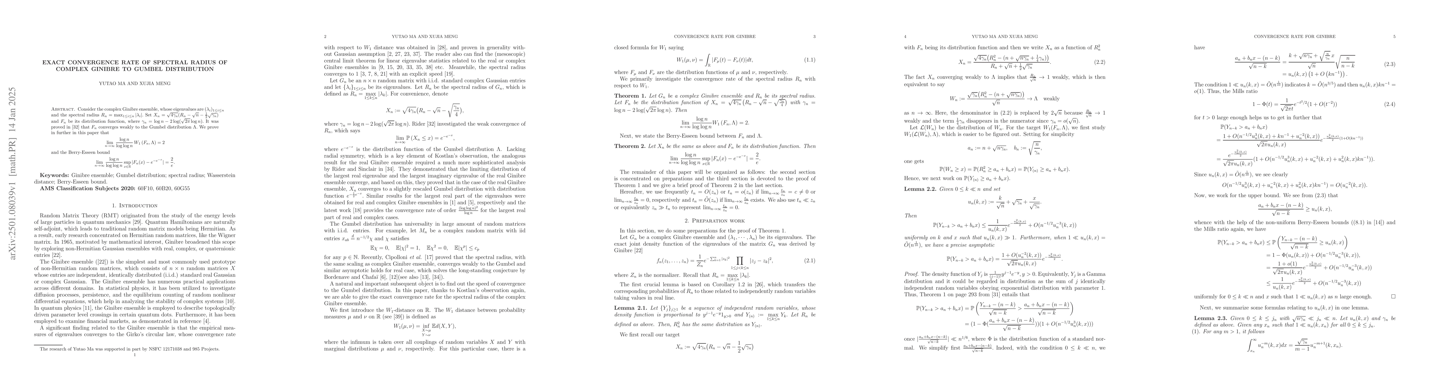 Thumbnail for Exact convergence rate of spectral radius of complex Ginibre to Gumbel
  distribution