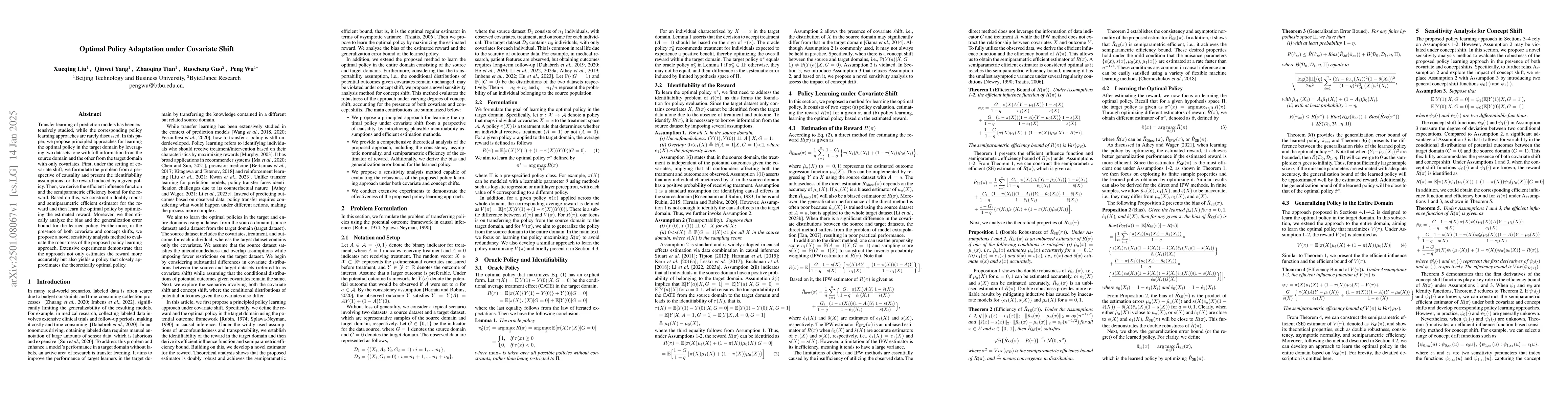 Thumbnail for Optimal Policy Adaptation under Covariate Shift