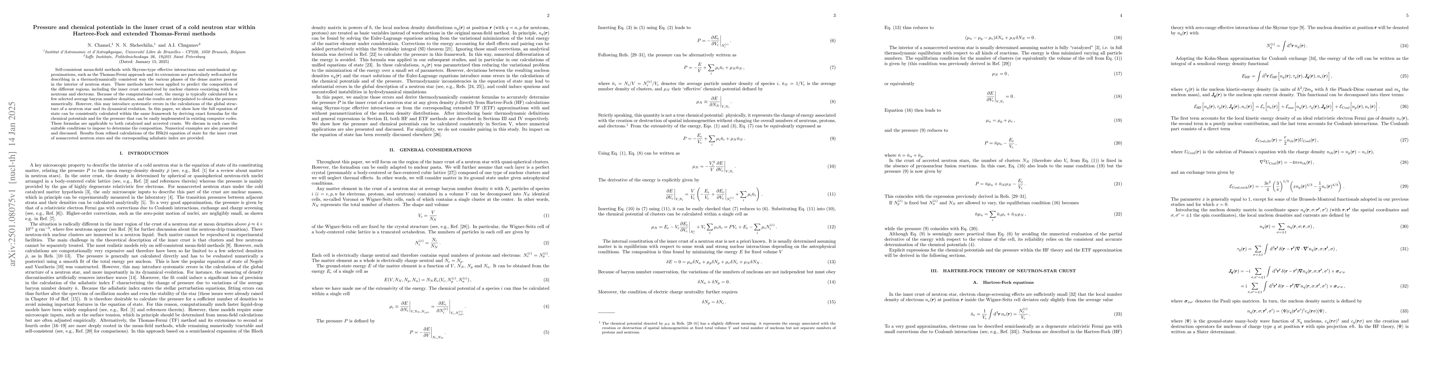 Thumbnail for Pressure and chemical potentials in the inner crust of a cold neutron
  star within Hartree-Fock and extended Thomas-Fermi methods