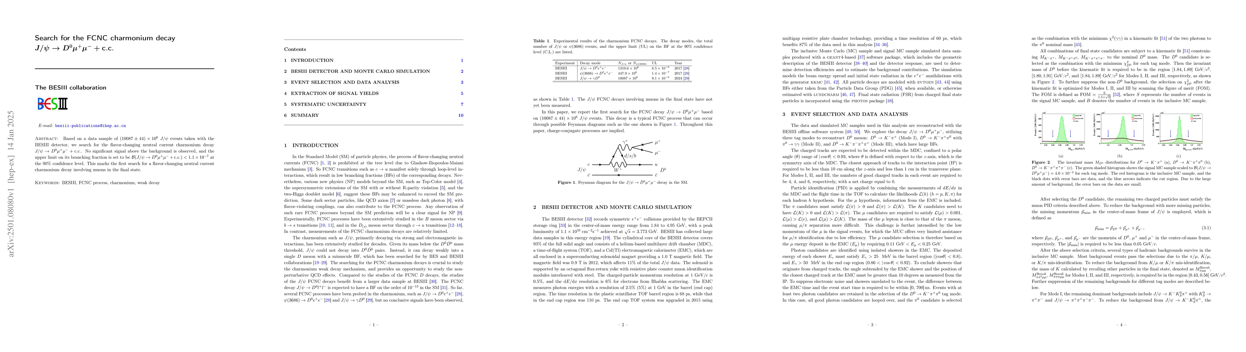 Thumbnail for Search for the FCNC charmonium decay $J/ψ\to D^0 μ^+ μ^- +
  \text{c.c.}$