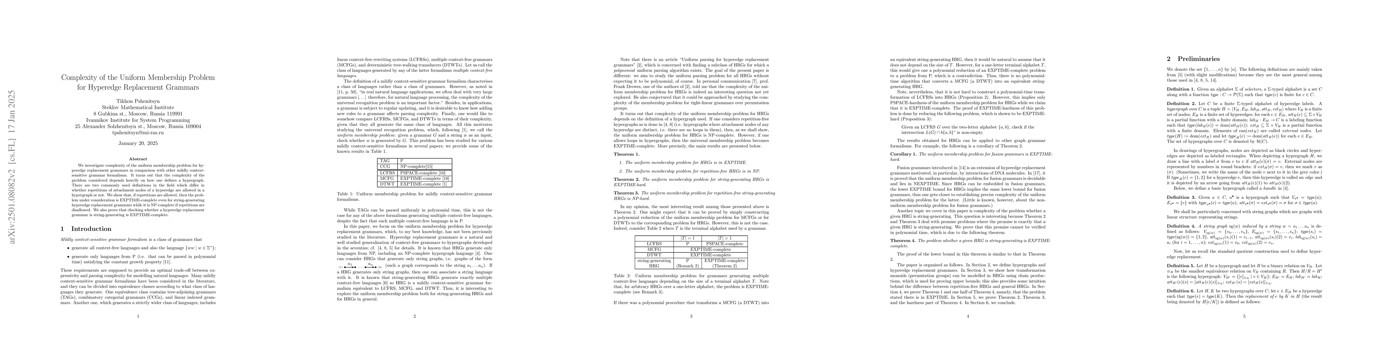 Thumbnail for Uniform Membership for Hyperedge Replacement Grammars and Related
  Decision Problems