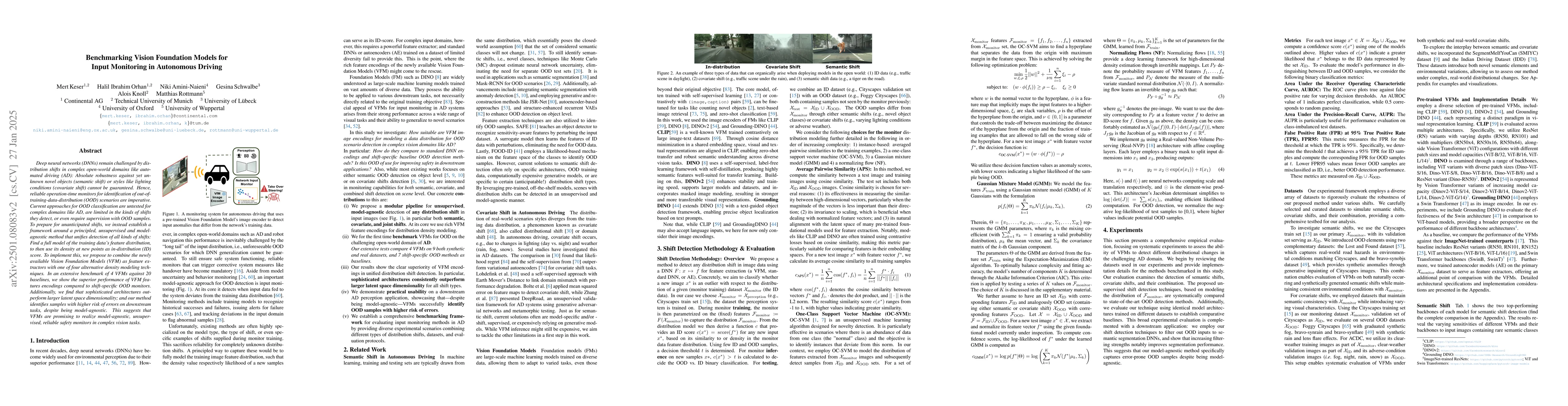 Thumbnail for Benchmarking Vision Foundation Models for Input Monitoring in Autonomous
  Driving
