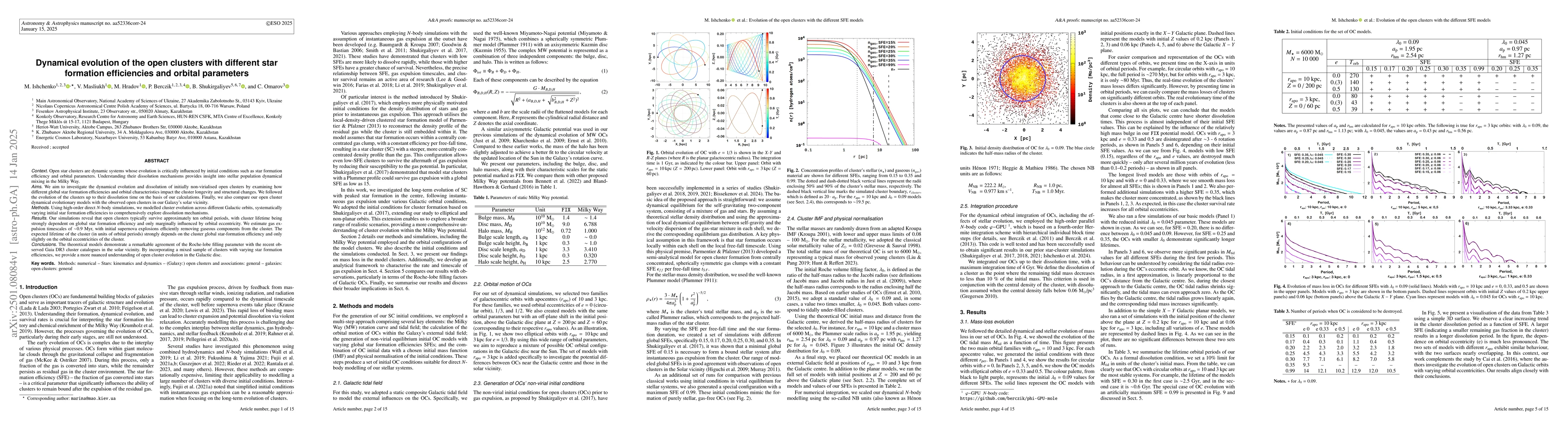 Thumbnail for Dynamical evolution of the open clusters with different star formation
  efficiencies and orbital parameters