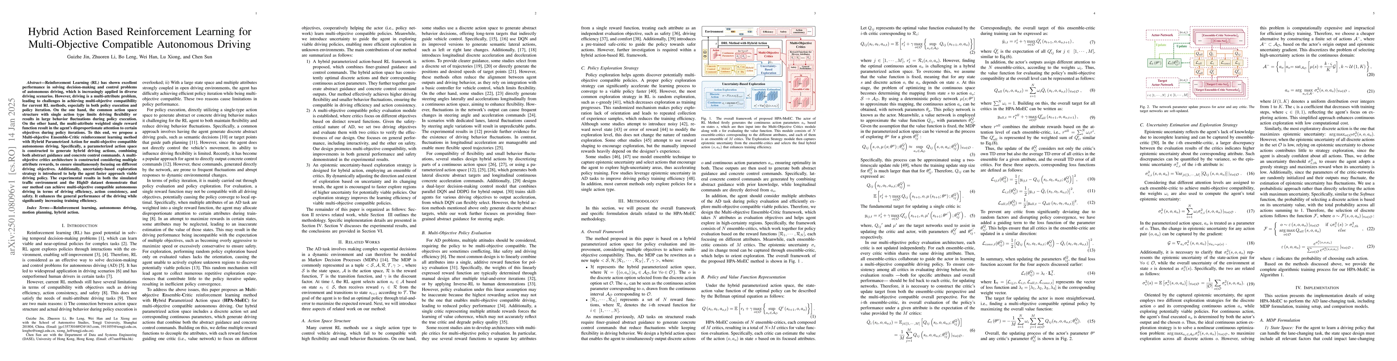 Thumbnail for Hybrid Action Based Reinforcement Learning for Multi-Objective
  Compatible Autonomous Driving