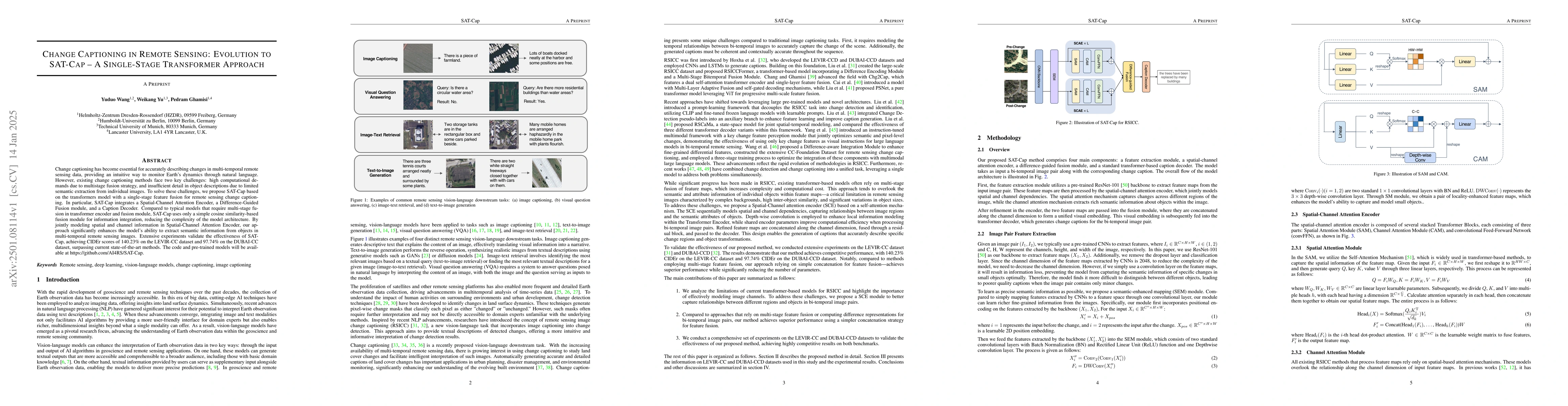Thumbnail for Change Captioning in Remote Sensing: Evolution to SAT-Cap -- A
  Single-Stage Transformer Approach