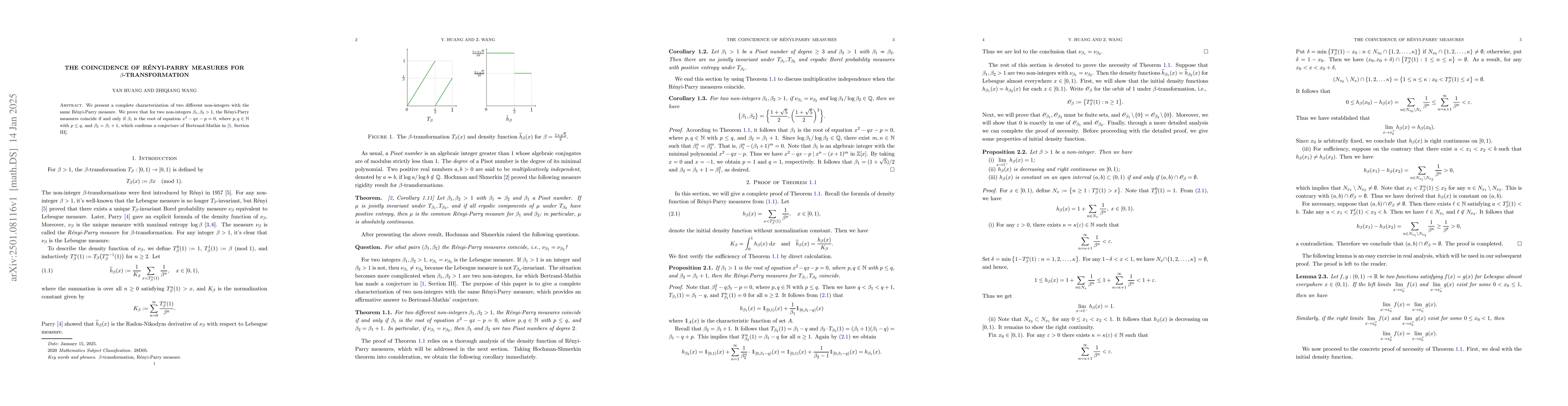 Thumbnail for The coincidence of Rényi-Parry measures for $β$-transformation