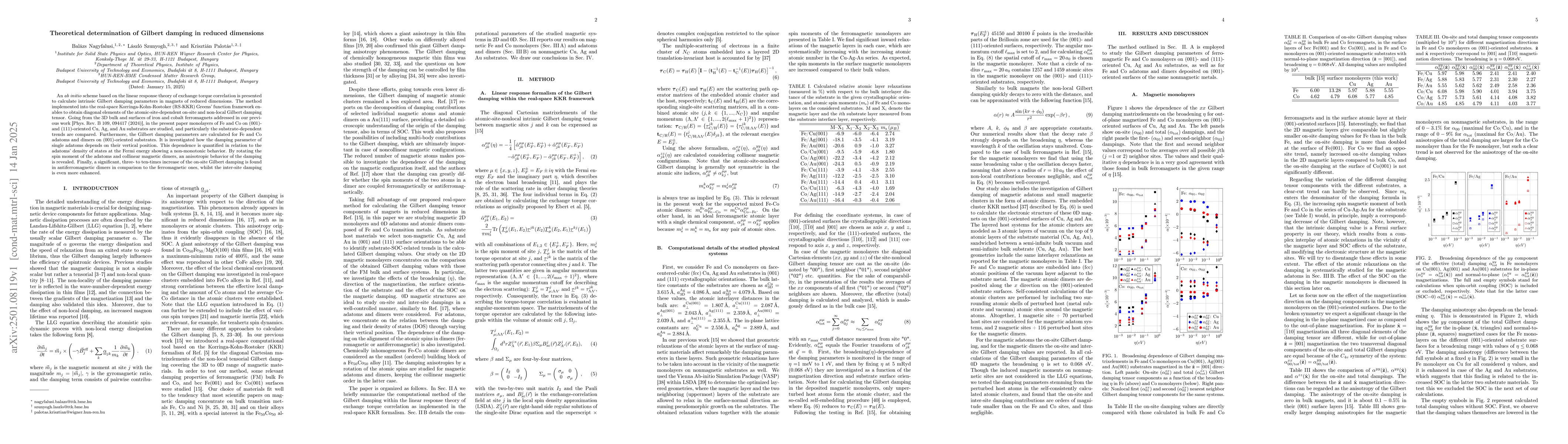 Thumbnail for Theoretical determination of Gilbert damping in reduced dimensions