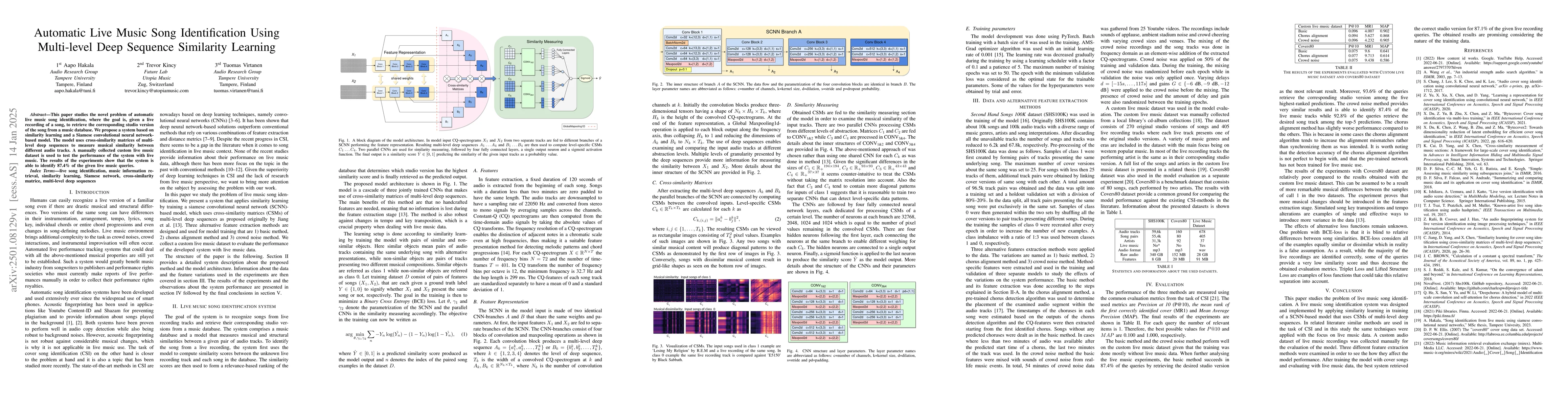 Thumbnail for Automatic Live Music Song Identification Using Multi-level Deep Sequence
  Similarity Learning