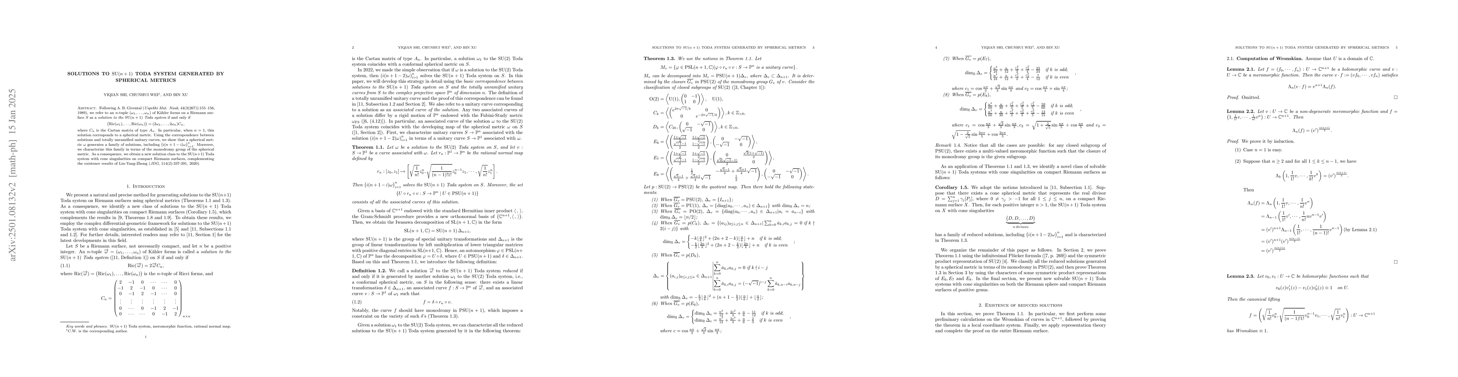 Thumbnail for Solution to SU(n+1) Toda system generated by spherical metrics