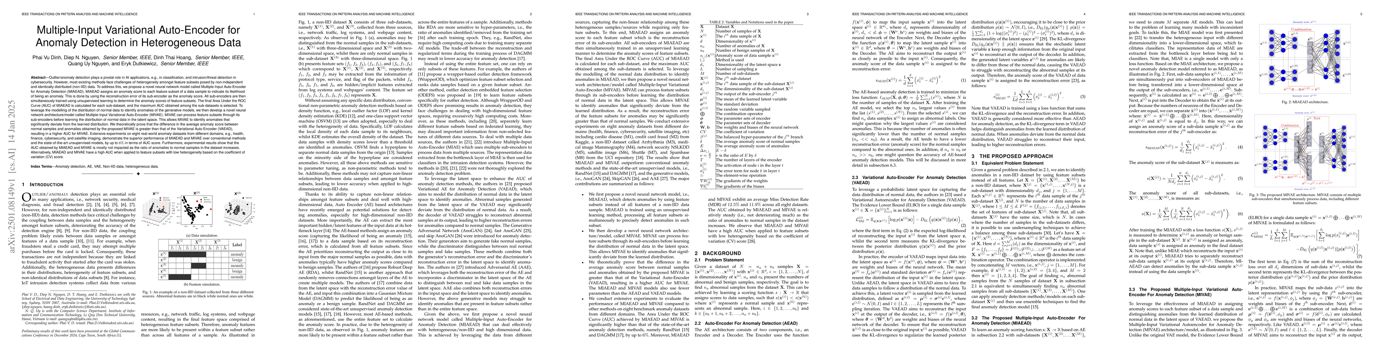 Thumbnail for Multiple-Input Variational Auto-Encoder for Anomaly Detection in
  Heterogeneous Data