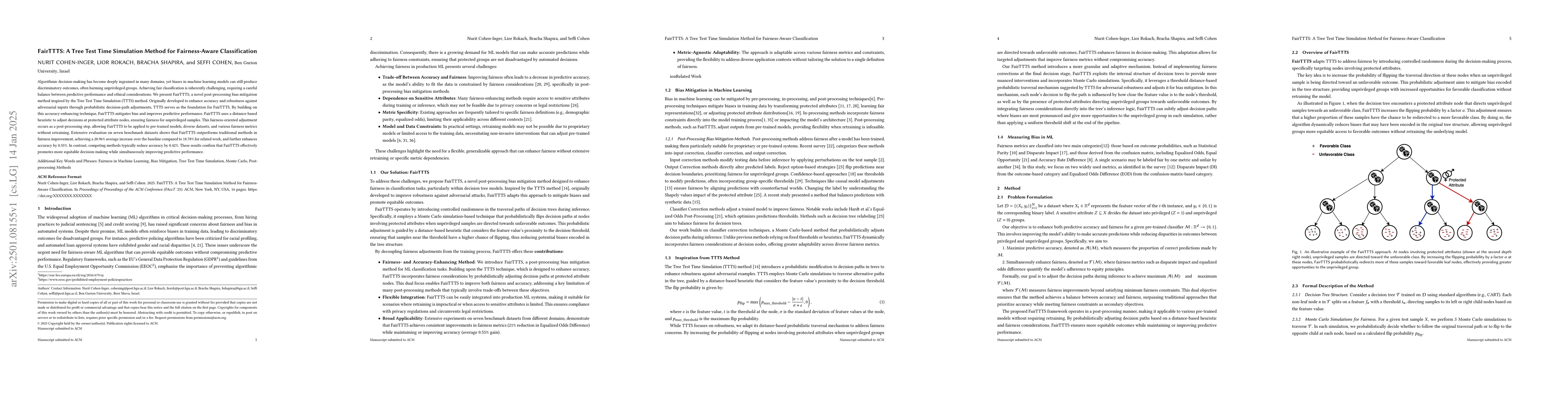 Thumbnail for FairTTTS: A Tree Test Time Simulation Method for Fairness-Aware
  Classification
