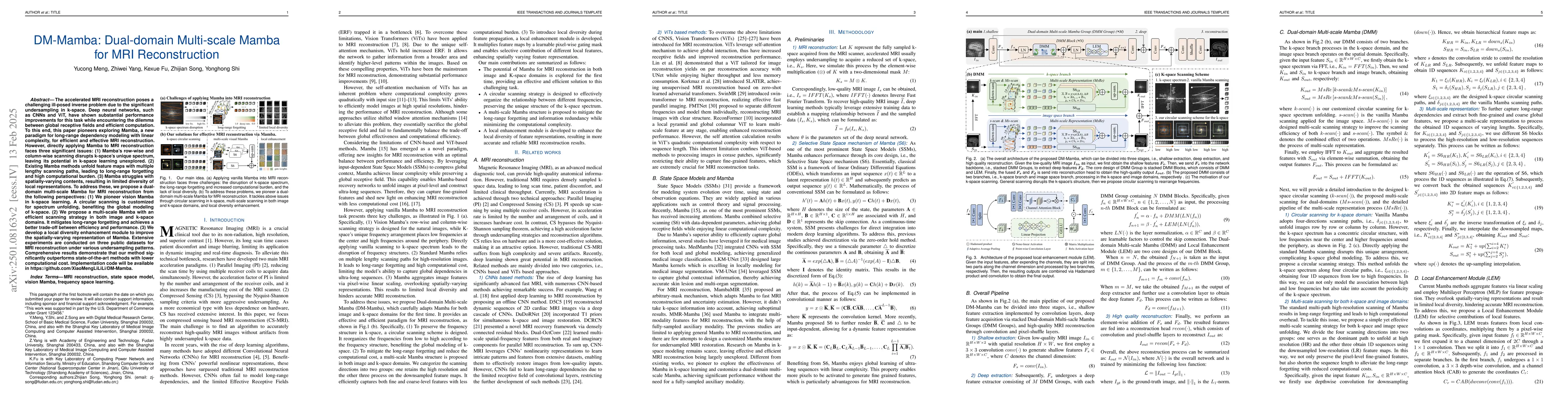Thumbnail for DM-Mamba: Dual-domain Multi-scale Mamba for MRI reconstruction