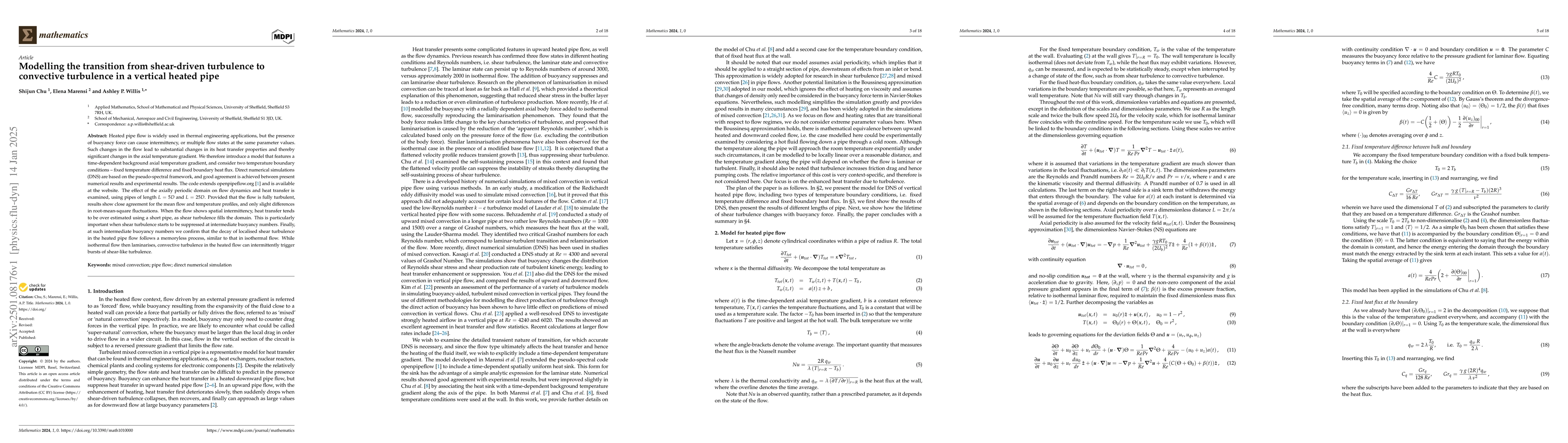 Thumbnail for Modelling the transition from shear-driven turbulence to convective
  turbulence in a vertical heated pipe