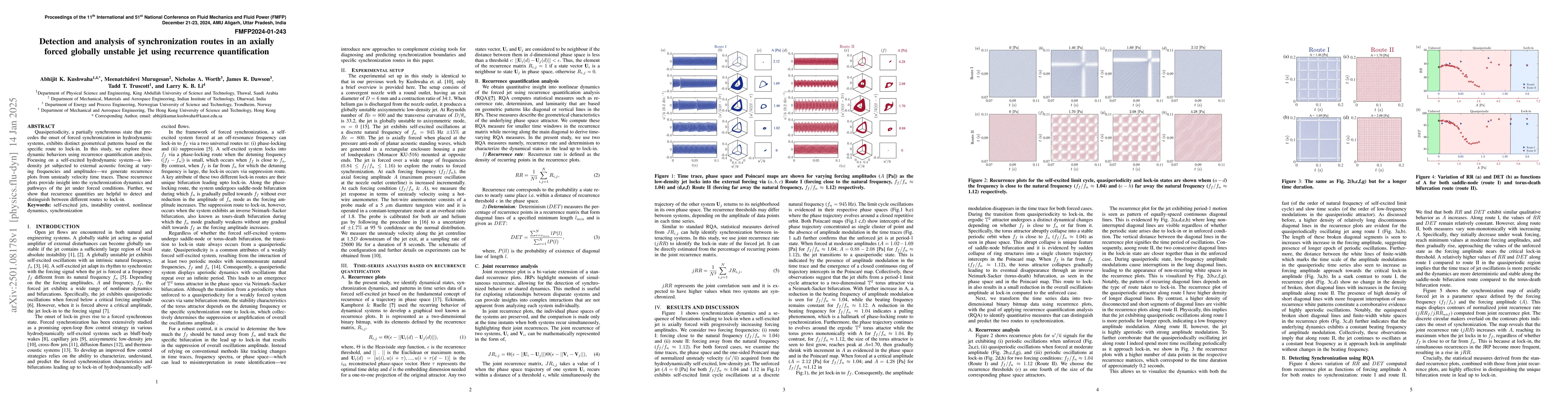 Thumbnail for Detection and analysis of synchronization routes in an axially forced
  globally unstable jet using recurrence quantification