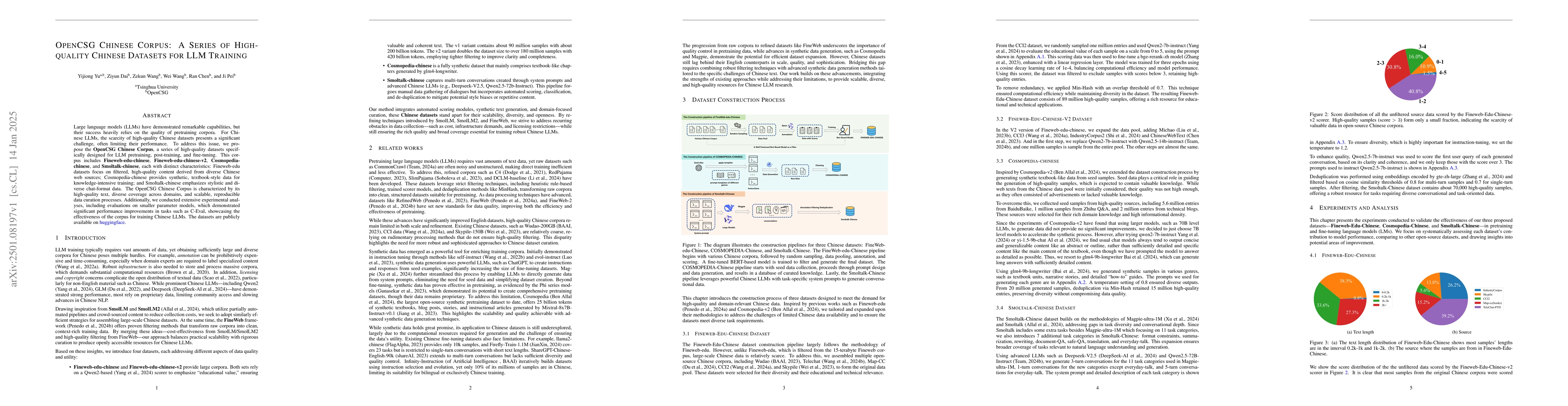 Thumbnail for OpenCSG Chinese Corpus: A Series of High-quality Chinese Datasets for
  LLM Training