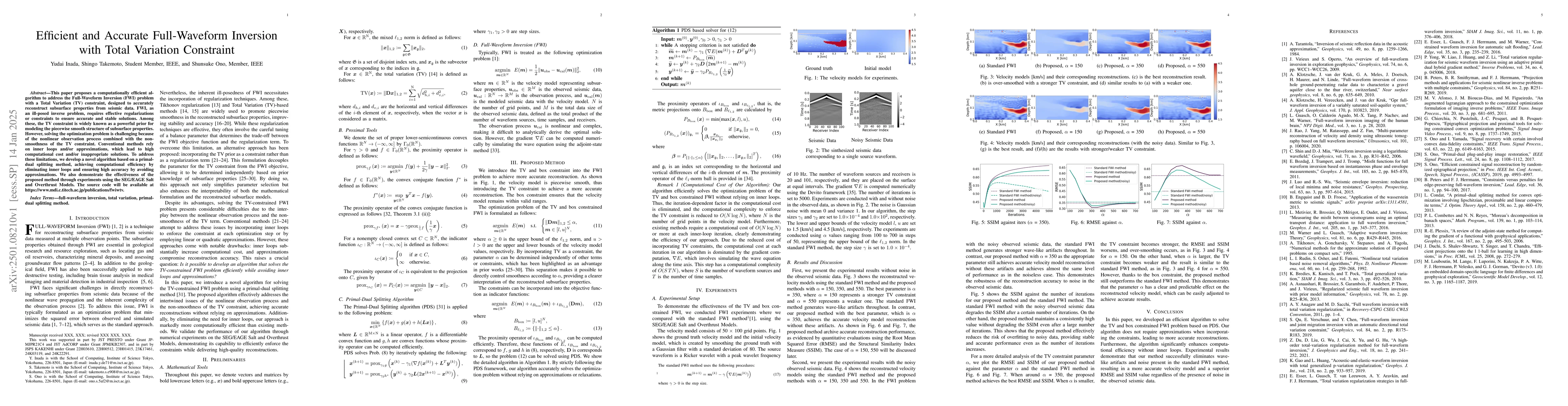 Thumbnail for Efficient and Accurate Full-Waveform Inversion with Total Variation
  Constraint