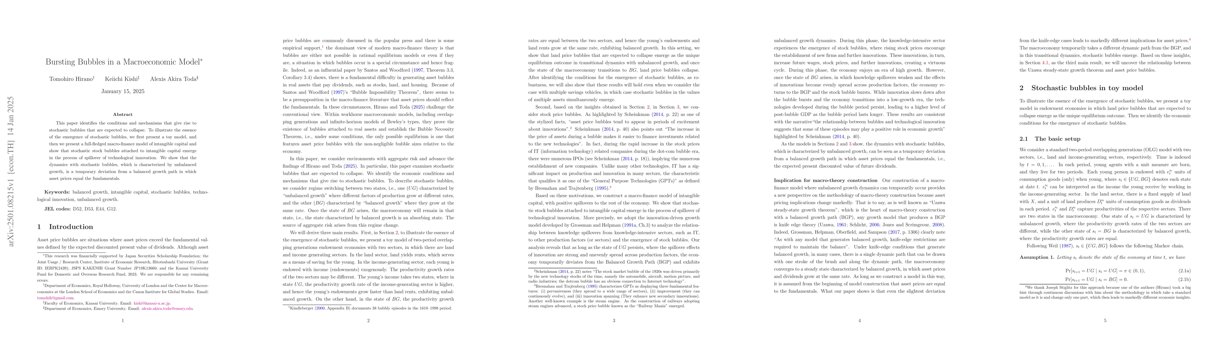 Thumbnail for Bursting Bubbles in a Macroeconomic Model