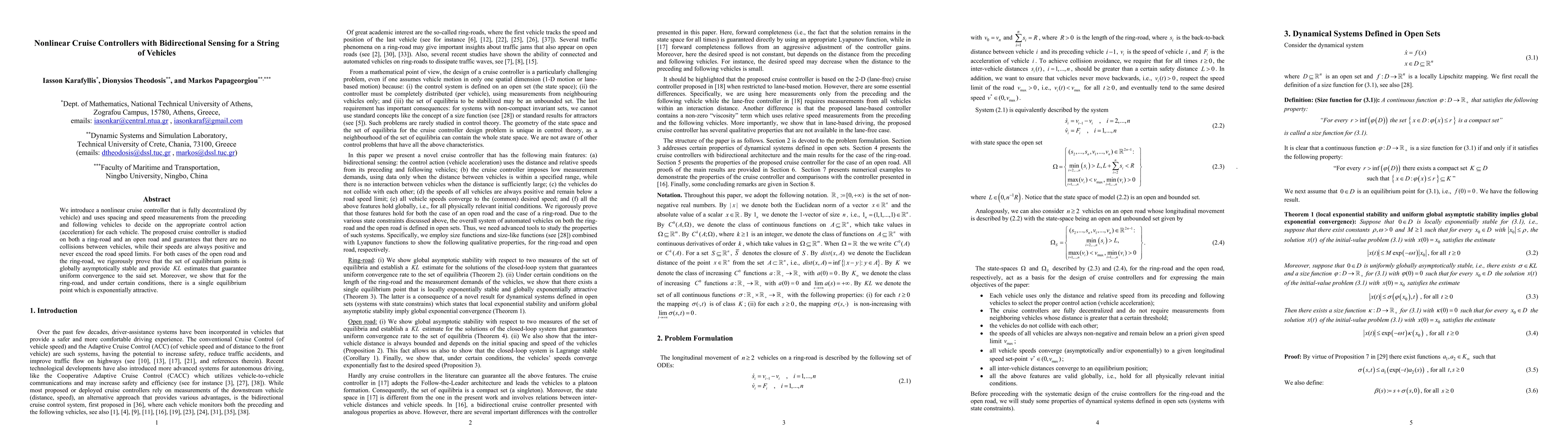 Thumbnail for Nonlinear Cruise Controllers with Bidirectional Sensing for a String of
  Vehicles