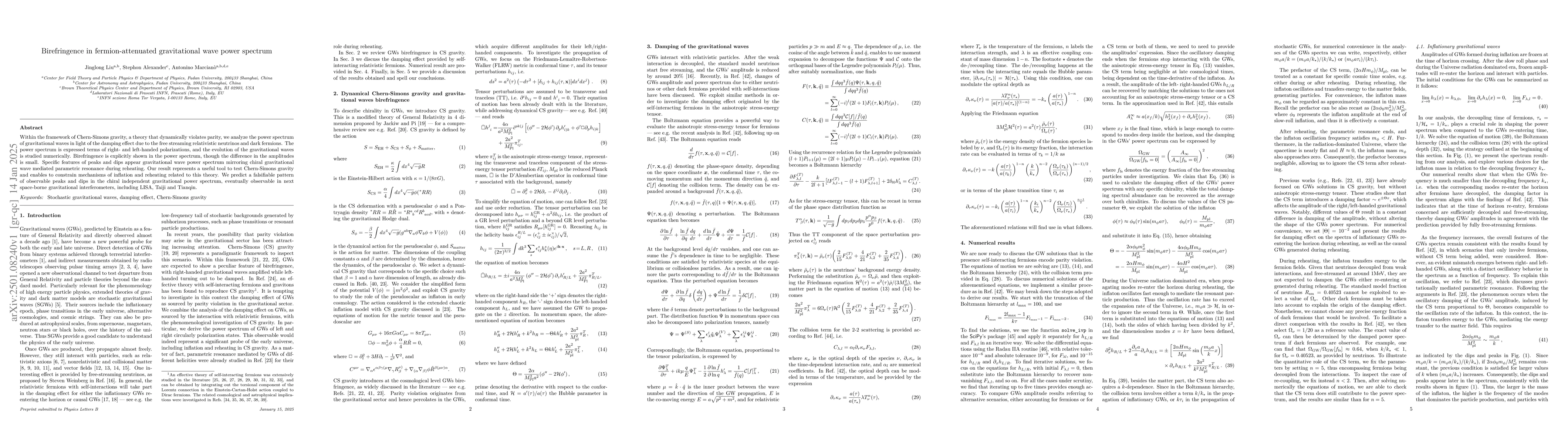 Thumbnail for Birefringence in fermion-attenuated gravitational wave power spectrum