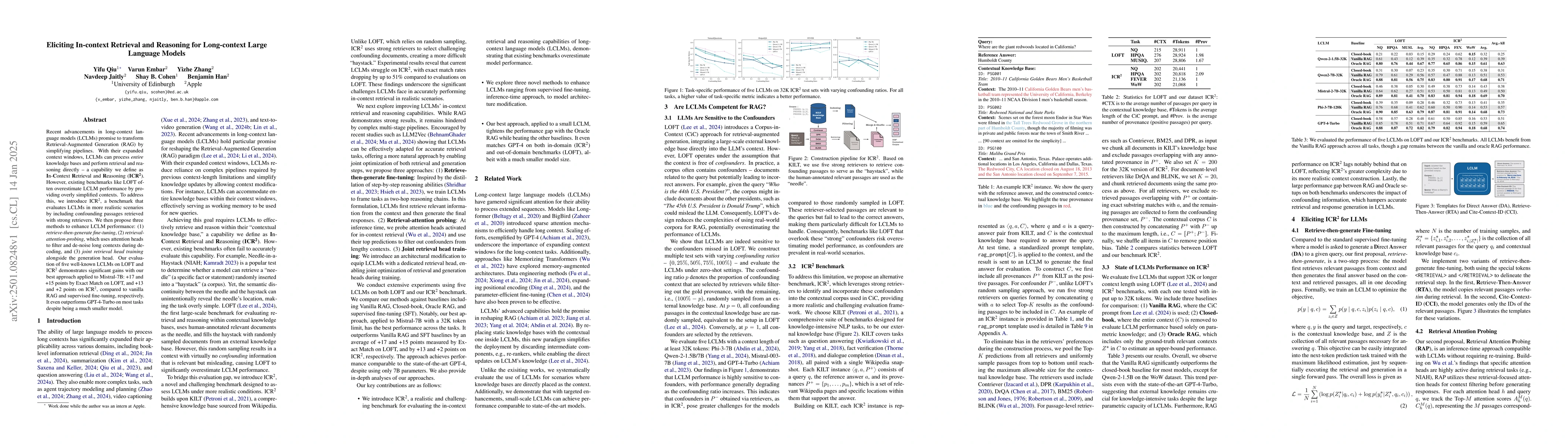 Thumbnail for Eliciting In-context Retrieval and Reasoning for Long-context Large
  Language Models