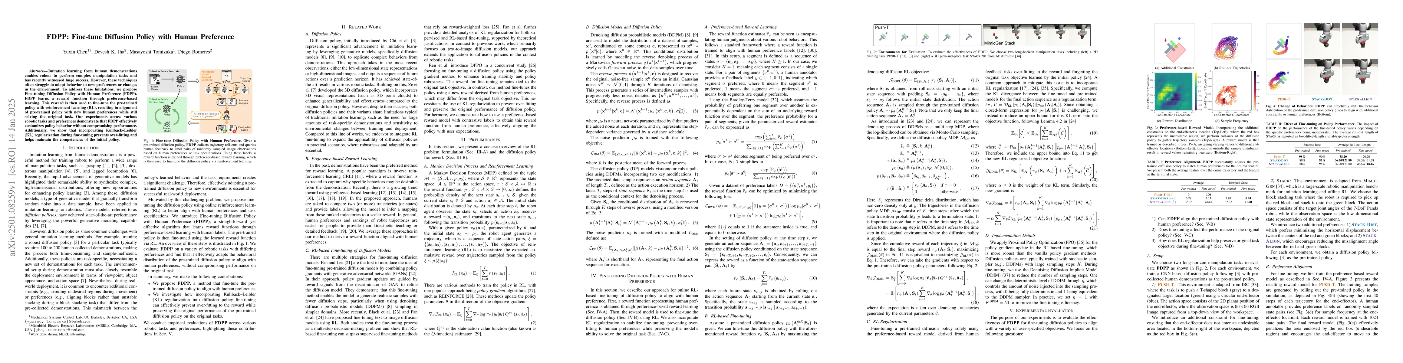 Thumbnail for FDPP: Fine-tune Diffusion Policy with Human Preference