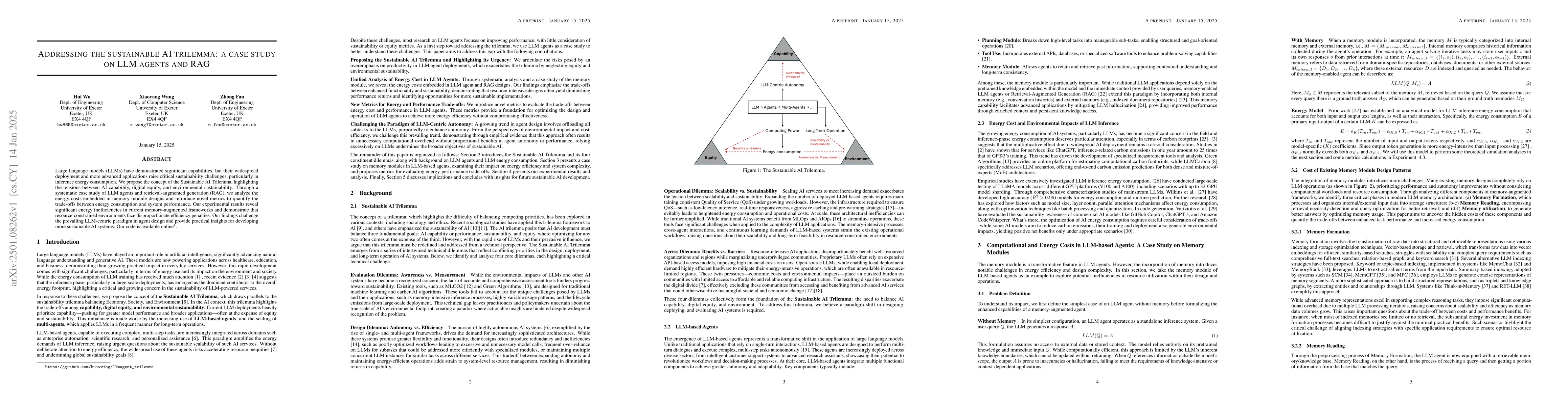 Thumbnail for Addressing the sustainable AI trilemma: a case study on LLM agents and
  RAG