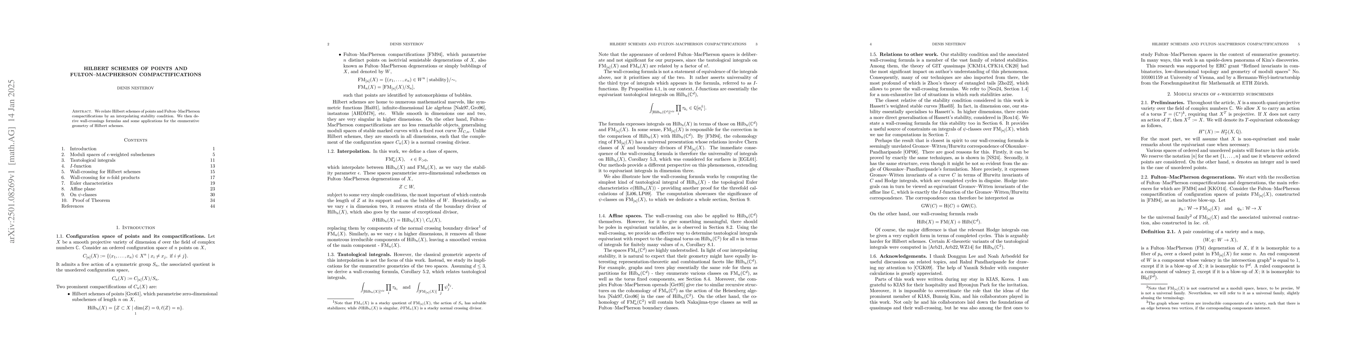 Thumbnail for Hilbert schemes of points and Fulton-MacPherson compactifications