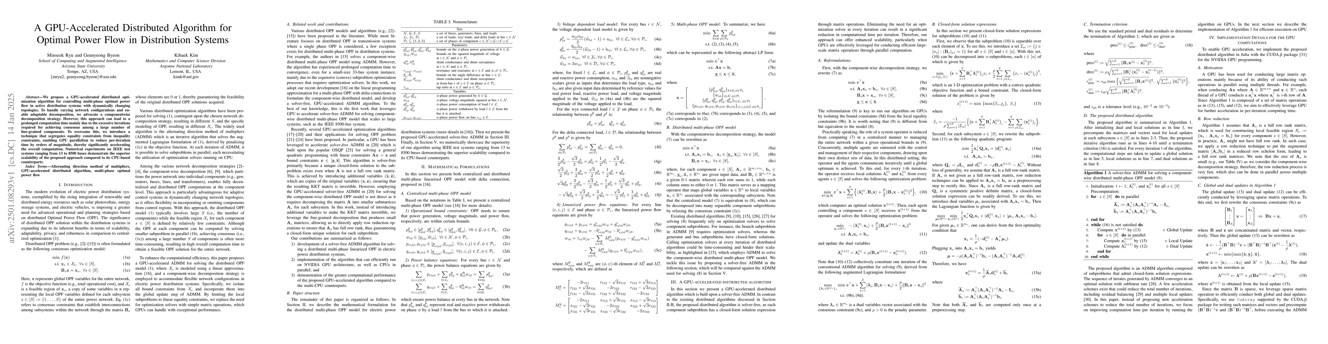 Thumbnail for A GPU-Accelerated Distributed Algorithm for Optimal Power Flow in
  Distribution Systems