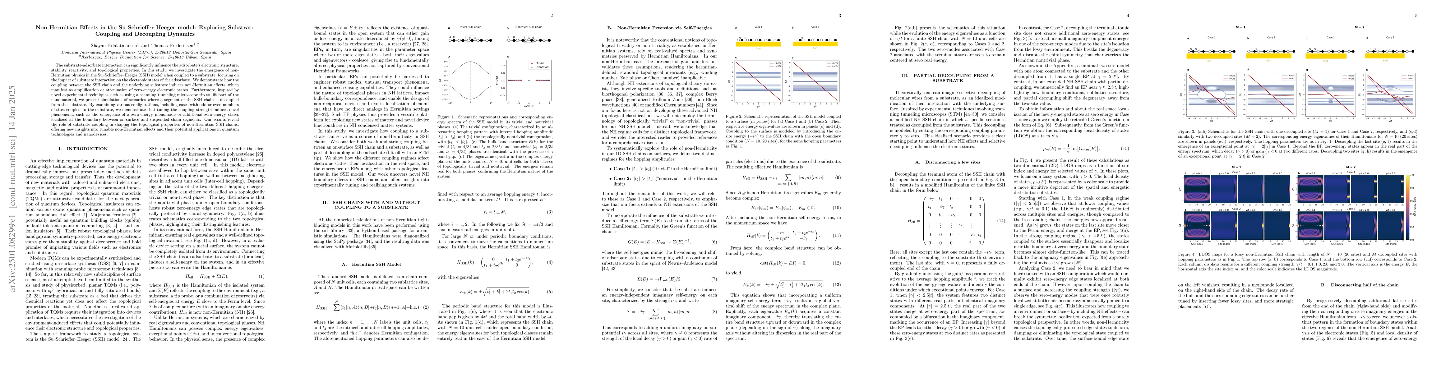 Thumbnail for Non-Hermitian Effects in the Su-Schrieffer-Heeger model: Exploring
  Substrate Coupling and Decoupling Dynamics