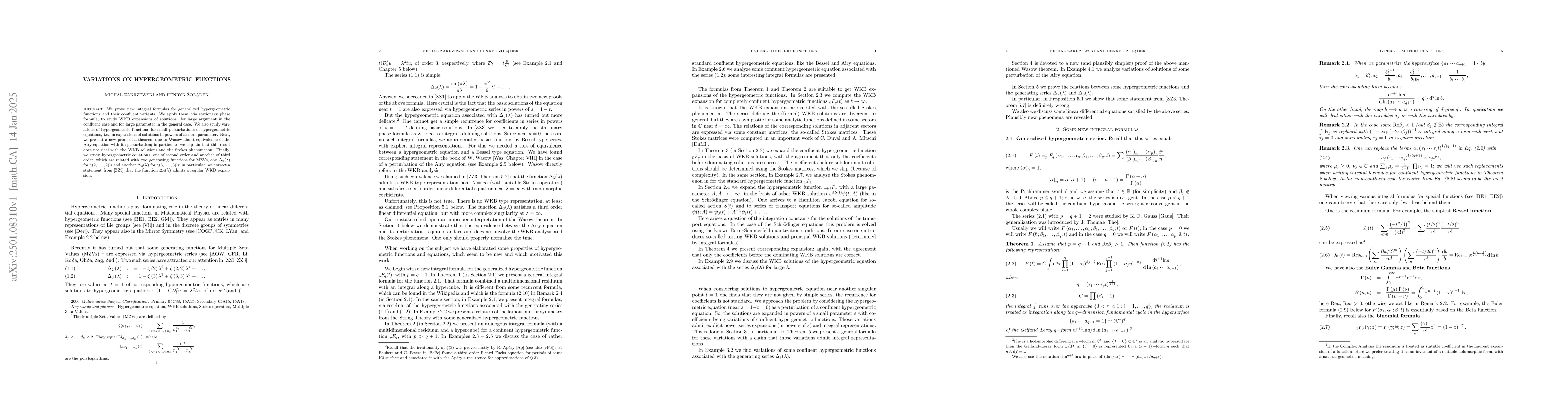 Thumbnail for Variations on hypergeometric functions