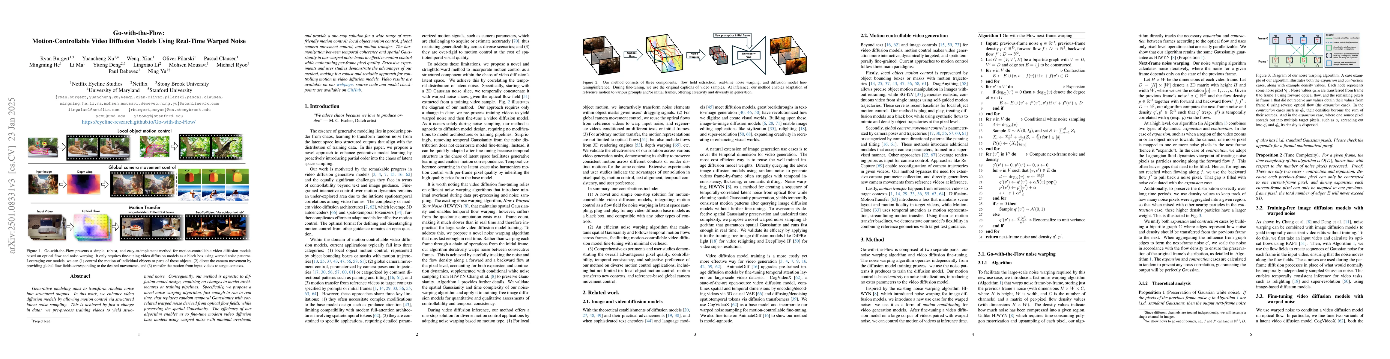Thumbnail for Go-with-the-Flow: Motion-Controllable Video Diffusion Models Using
  Real-Time Warped Noise